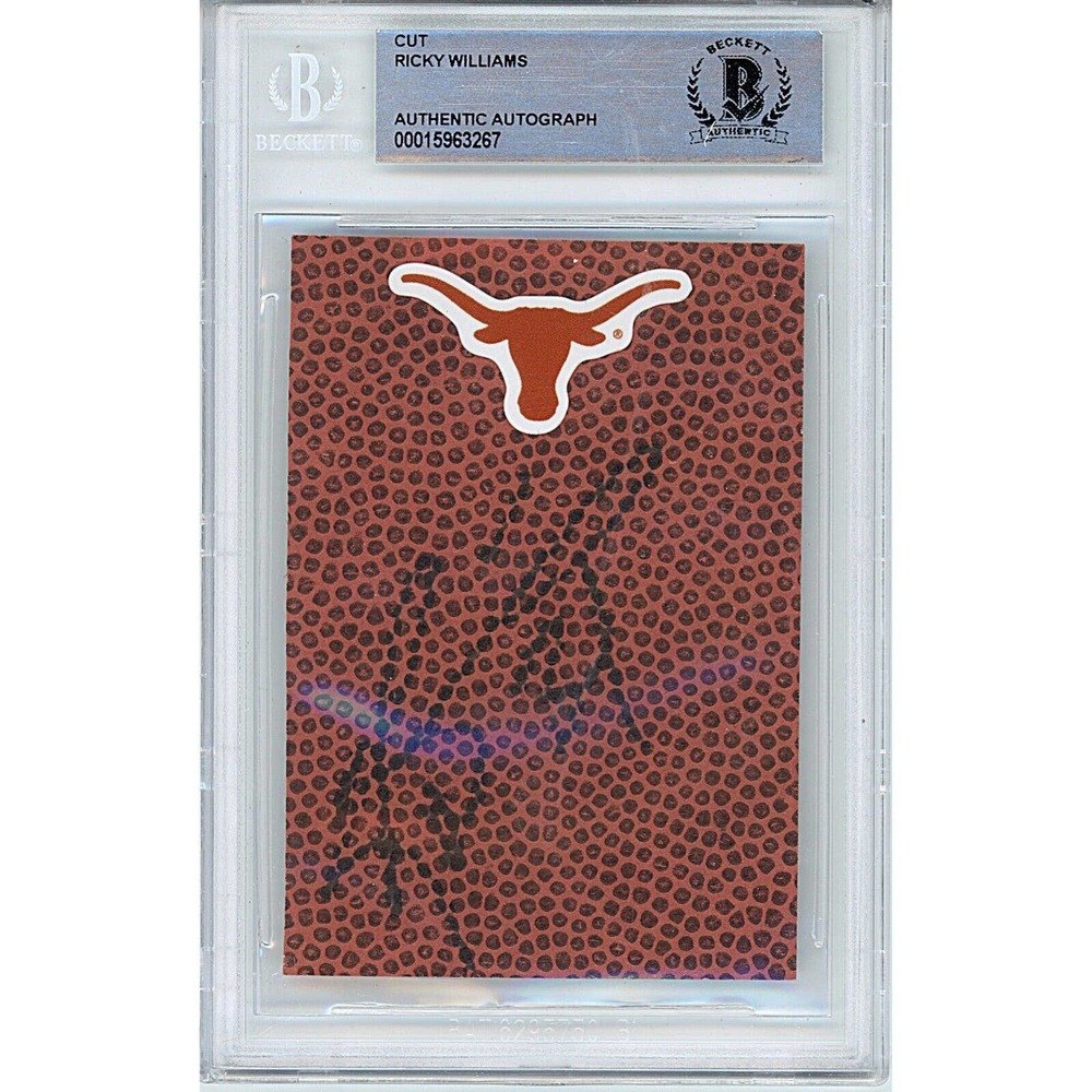 Ricky Williams Autographed Football Cut Texas Longhorns Beckett Authentic Slab